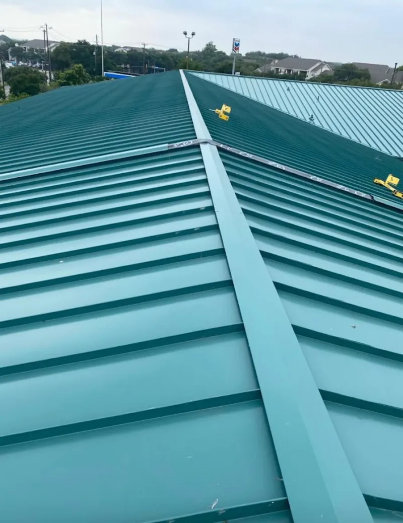Green commercial metal roof ridge and valley for Metal Roof Repair in Northbridge